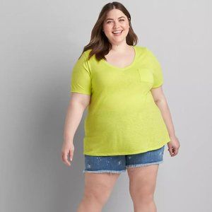 Lane Bryant Wild Lime V-Neck Pocket Tee 18/20 NWT